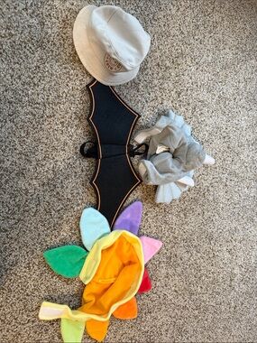 Dog Bat Wings Harness Costume in Black with Orange Trim set of 4